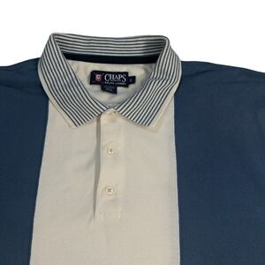 Vintage Chaps Ralph Lauren XL Striped Golf Polo Shirt Blue & White Cotton‎